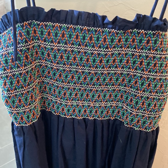 Tory Burch. Never worn. Navy sundress Smocked top - Picture 2 of 6